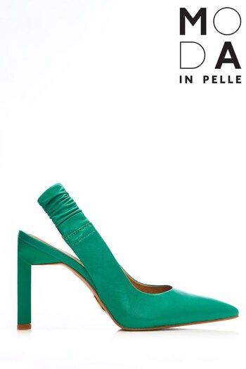 Moda In Pelle Green Pointed Toe Ruched Slingback Heels (D22094) | £120