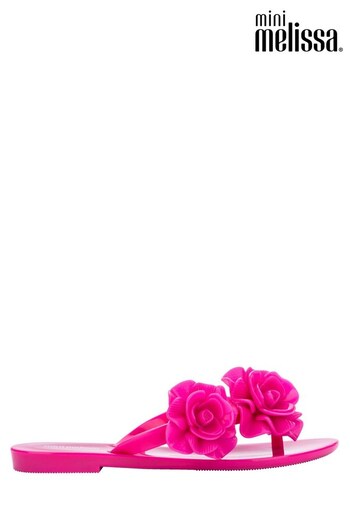 Mini Melissa Kids Pink 3D Oversized Floral Flip Flops (D22141) | £50