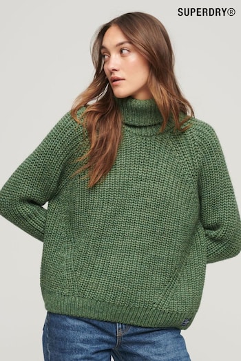 Superdry Green Slouchy Stitch Roll Neck Knit Jumper (D22157) | £50