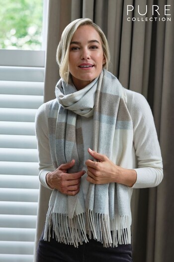 Pure Collection Grey Camel Lux Woven Cashmere Scarf (D22461) | £125