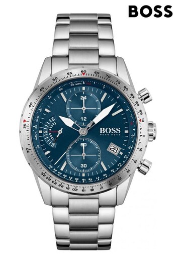 BOSS Silver Gents  Pilot Edition Chrono Watch (D22807) | £329