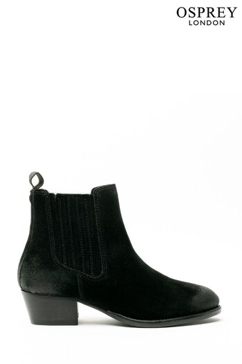 OSPREY LONDON Womens The Janey Suede Black Chelsea Boots (D23133) | £150