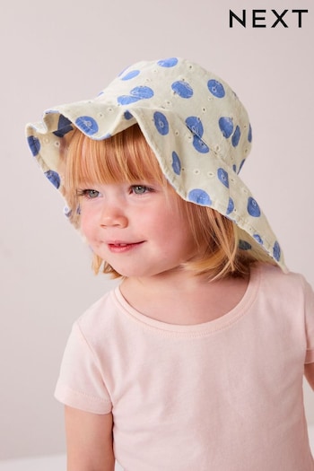White/Blue Low Back Bucket Hat (3mths-10yrs) (D23400) | £8.50 - £10.50