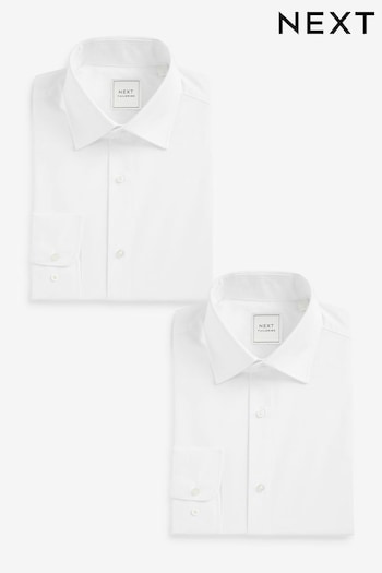 White Regular Fit Single Cuff Easy Care Shirts 2 Pack (D23512) | £36