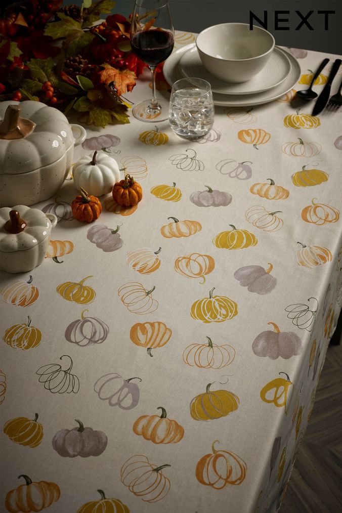 Cream Pumpkin Wipe Clean Table Cloth (D23528) | £28 - £32