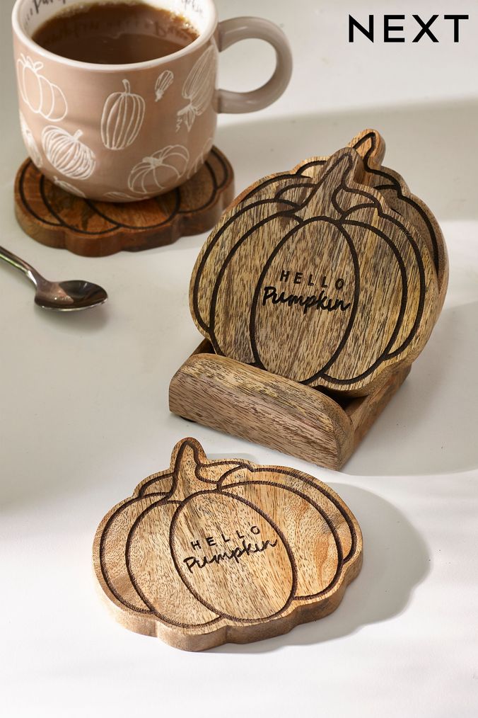 Cream Pumpkin Set of 4 Coasters (D23530) | £18