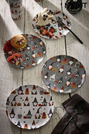 Set of 4 Grey Halloween Gonk Melamine Side Plates (D23545) | £16