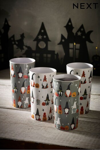 Set of 4 Grey Halloween Gonk Melamine Tumblers (D23549) | £16