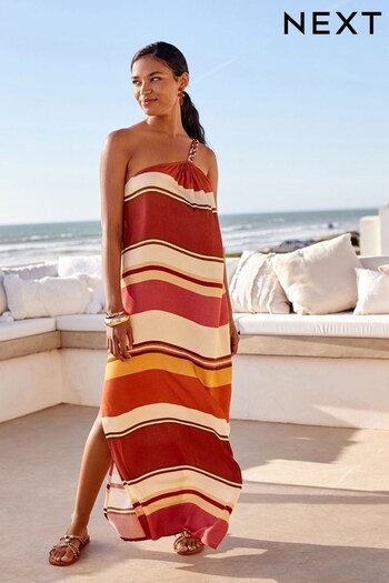 Stripe One Shoulder Maxi Dress (D23825) | £48