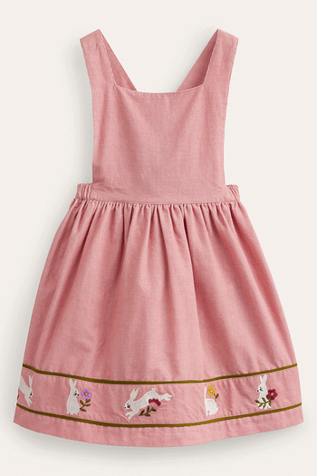 Boden Pink Cord Bunny Applique Pinafore Dress (D23863) | £39 - £44