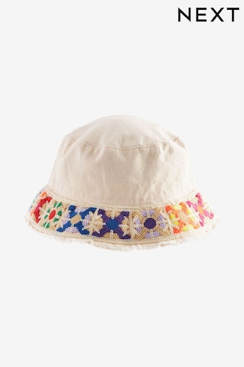 Neutral Crochet Trim Bucket Hat (3-16yrs) (D23869) | £8.50 - £11.50