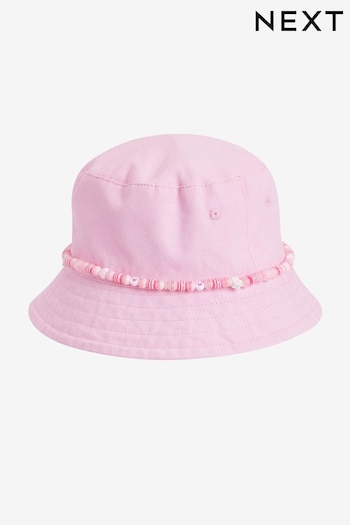 Pink Bead Trim Bucket Hat (3-16yrs) (D23871) | £9.50 - £12.50