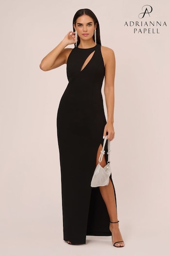 Adrianna Papell Sleeveless Knit Crepe Black Gown (D23875) | £215
