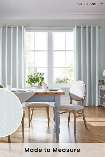 Laura Ashley Slate White Abingdon Made To Measure Curtains (D24080) | £109