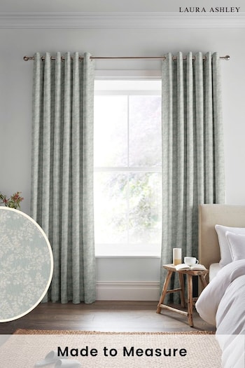 Laura Ashley Sage Burnham Woven Made To Measure Curtains (D24095) | £109