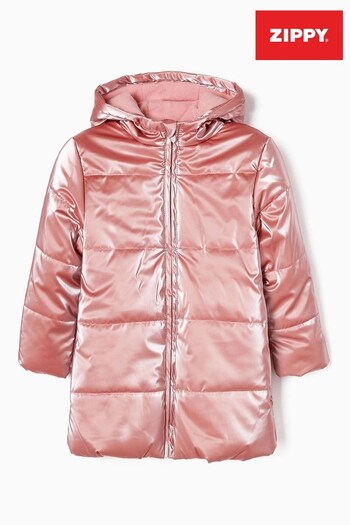 Zippy Girls Pink Clover Polar Lining Hooded Puffer Jacket (D24138) | £40