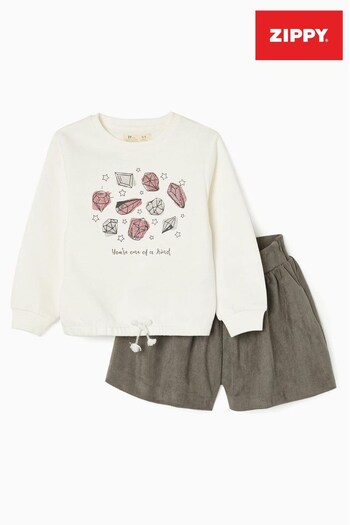 Zippy Girls Grey Velour Sweatshirt And Shorts (D24140) | £32
