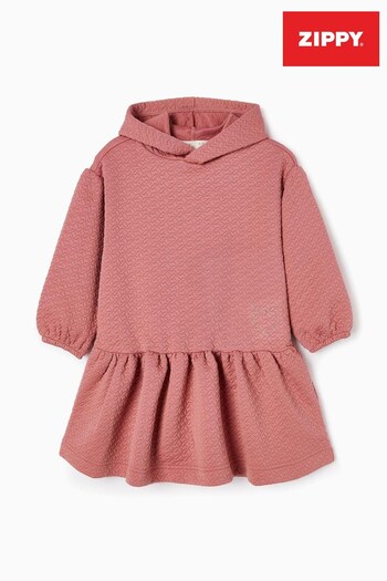 Zippy Girls Pink Textured Sweat Dress with Hood (D24141) | £22