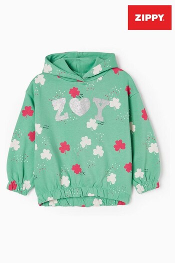 Zippy Girls Green Brushed Cotton Sweatshirt With Hood For Clover (D24159) | £18