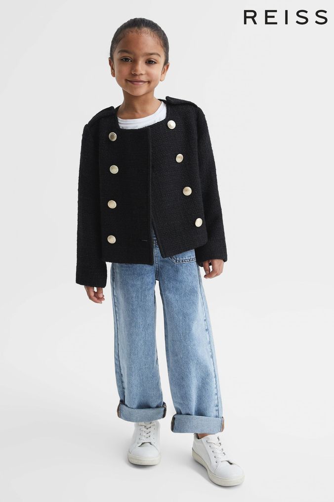 Reiss Black Esmie Senior Tweed Jacket (D24270) | £74