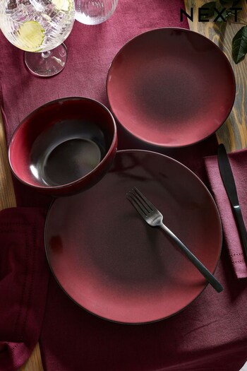 12 Piece Plum Purple Glaze Dinner Set (D24455) | £50