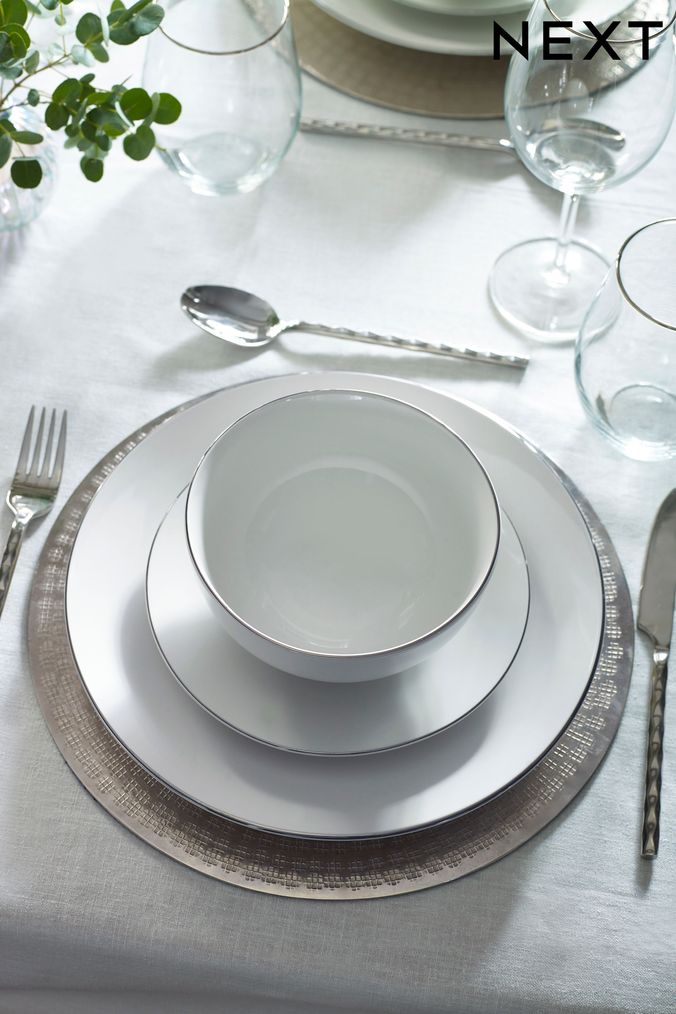 Silver dinnerware set on sale