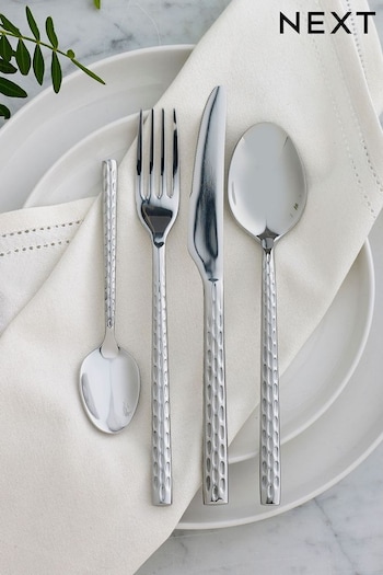 16 Piece Silver Hammered Cutlery Set (D24477) | £36
