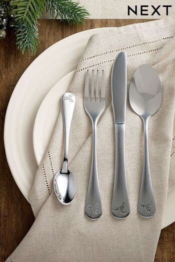16 Piece Silver 16 Piece Christmas Holly Design Cutlery Set (D24481) | £26