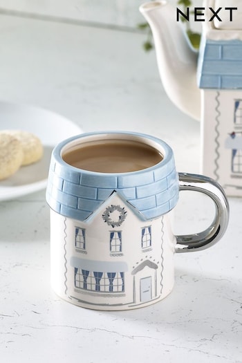 Blue Christmas House Mug (D24494) | £8.50