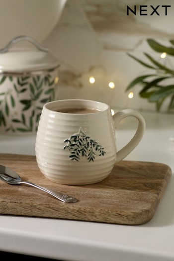White Christmas Mistletoe Mug (D24497) | £7