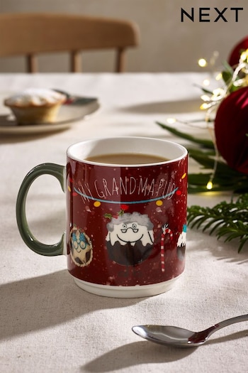 Red Grandma Christmas Pudding Mug (D24512) | £6