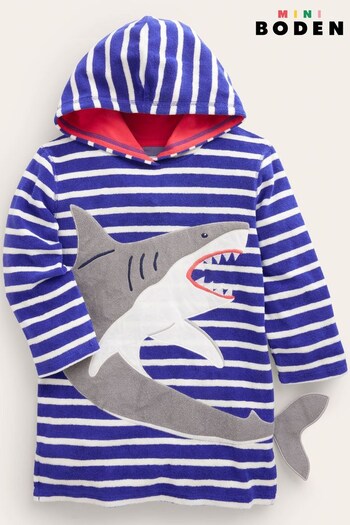 Boden Blue Towelling Throw-On Hoodie (D24576) | £29 - £33