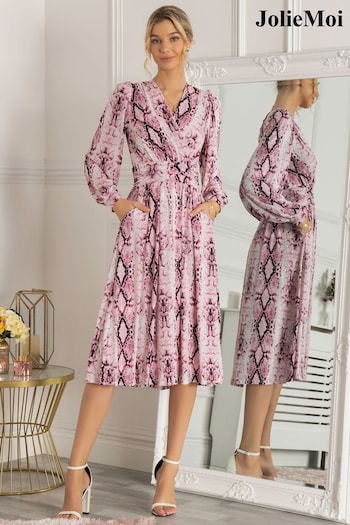 Jolie Moi Pink Harper Long Sleeve Jersey Dress (D24601) | £85