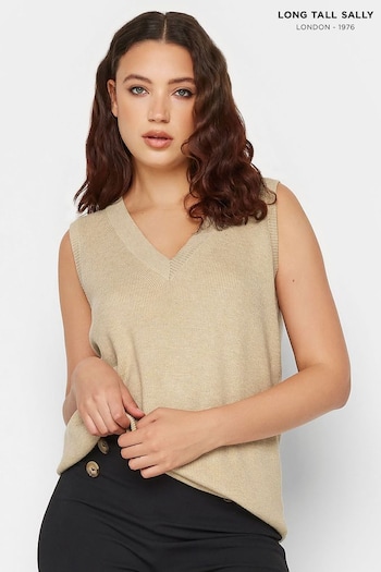 Long Tall Sally Natural V-Neck Kniited Vest (D24605) | £24