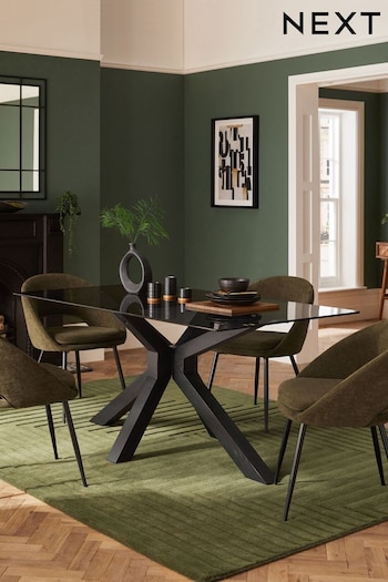 Black Oak Effect Oslo Glass 6 Seater Dining Table (D24612) | £550