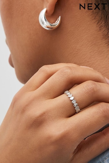 Sterling Silver Heart Sparkle Ring (D24638) | £16