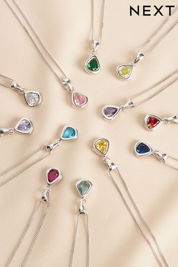 Sterling Silver Birthstone Necklace (D24654) | £22