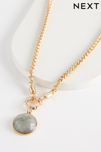 Gold Tone/Grey Chunky Chain Necklace (D24660) | £12