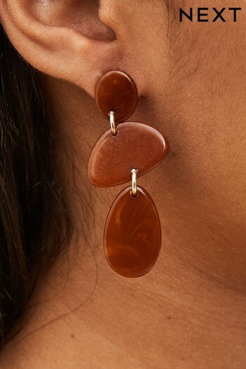 Amber Orange Resin Drop Earrings (D24662) | £10