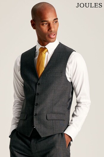 Joules Charcoal Grey Textured Suit Waistcoat (D24736) | £75