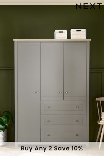 Dove Grey Malvern Paint Effect Triple, 3 drawers Wardrobe (D24826) | £725