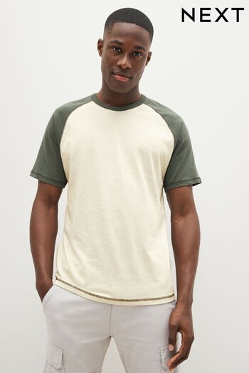 Neutral/Olive Green Raglan T-Shirt (D25000) | £16