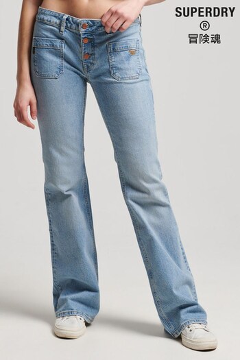 Superdry Mid Blue Vintage Low Rise Slim Flared Jeans (D25021) | £65