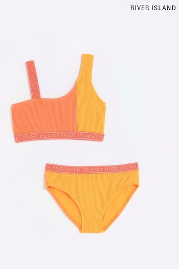 River Island Girls Pink Coral Twist Front Hunza Bikini (D25033) | £15