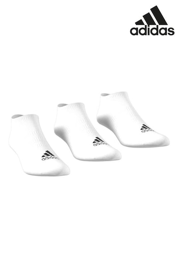 adidas three White Thin And Light No-Show Socks 3 Pairs (D25111) | £10