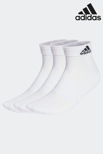adidas White Performance Cushioned Sportswear Ankle Socks 3 Pairs (D25115) | £10