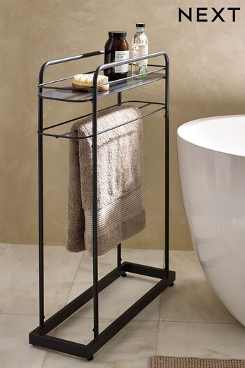 Charcoal Grey Slimline Towel Rail and Shelf Unit (D25141) | £55