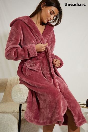 Threadbare Pink Faux Fur Trim Dressing Gown (D25145) | £40