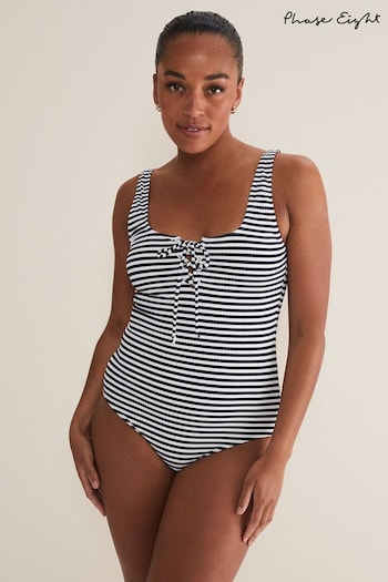 Phase Eight Blue Striped Ribbed Swimsuit (D25166) | £59