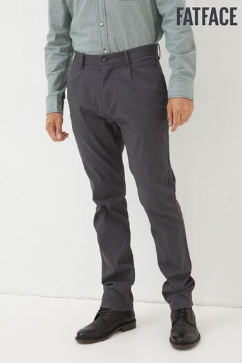FatFace Grey Pleated Chino Trousers (D25369) | £52